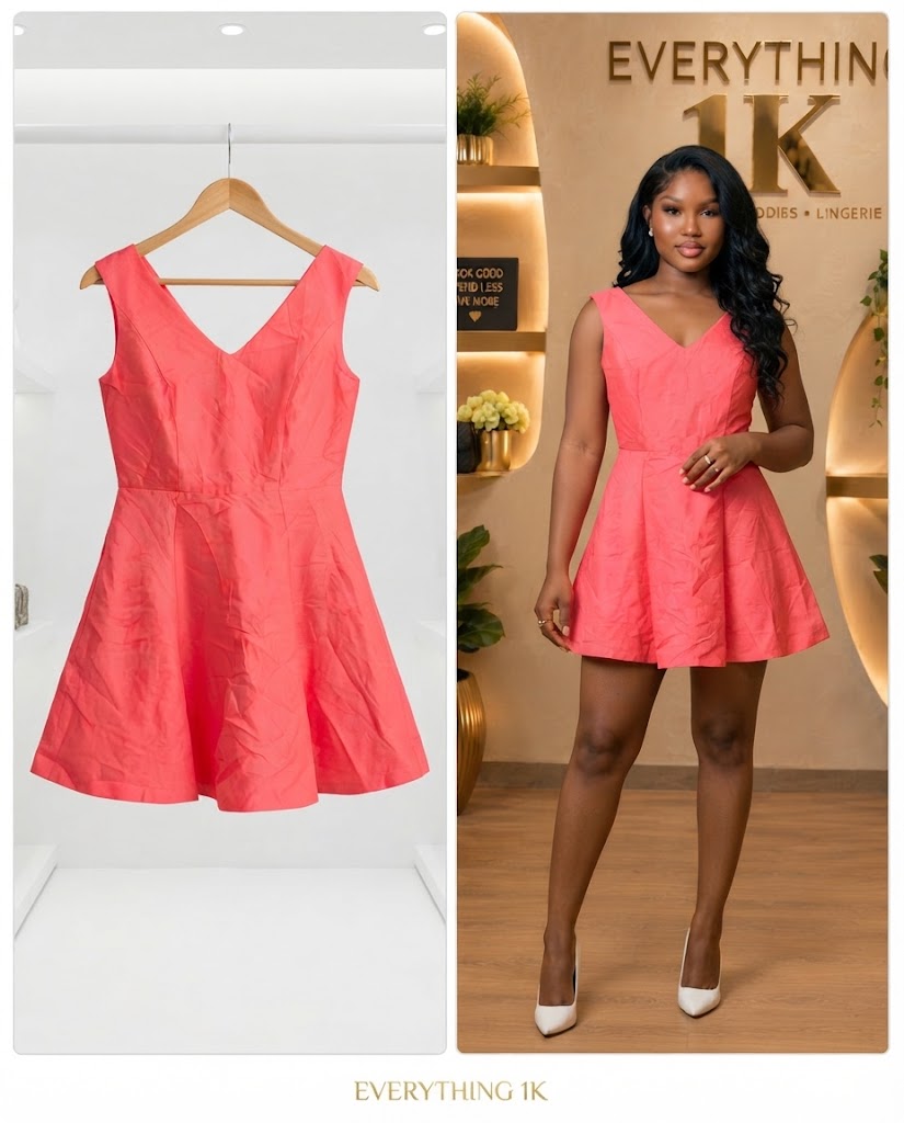 Coral Pink Skater Mini Dress