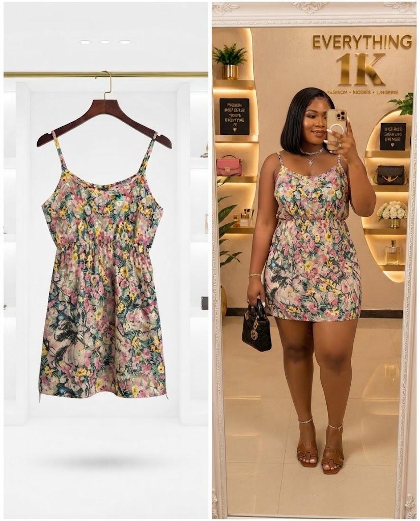 Multicolor Floral Spaghetti Strap Mini Dress