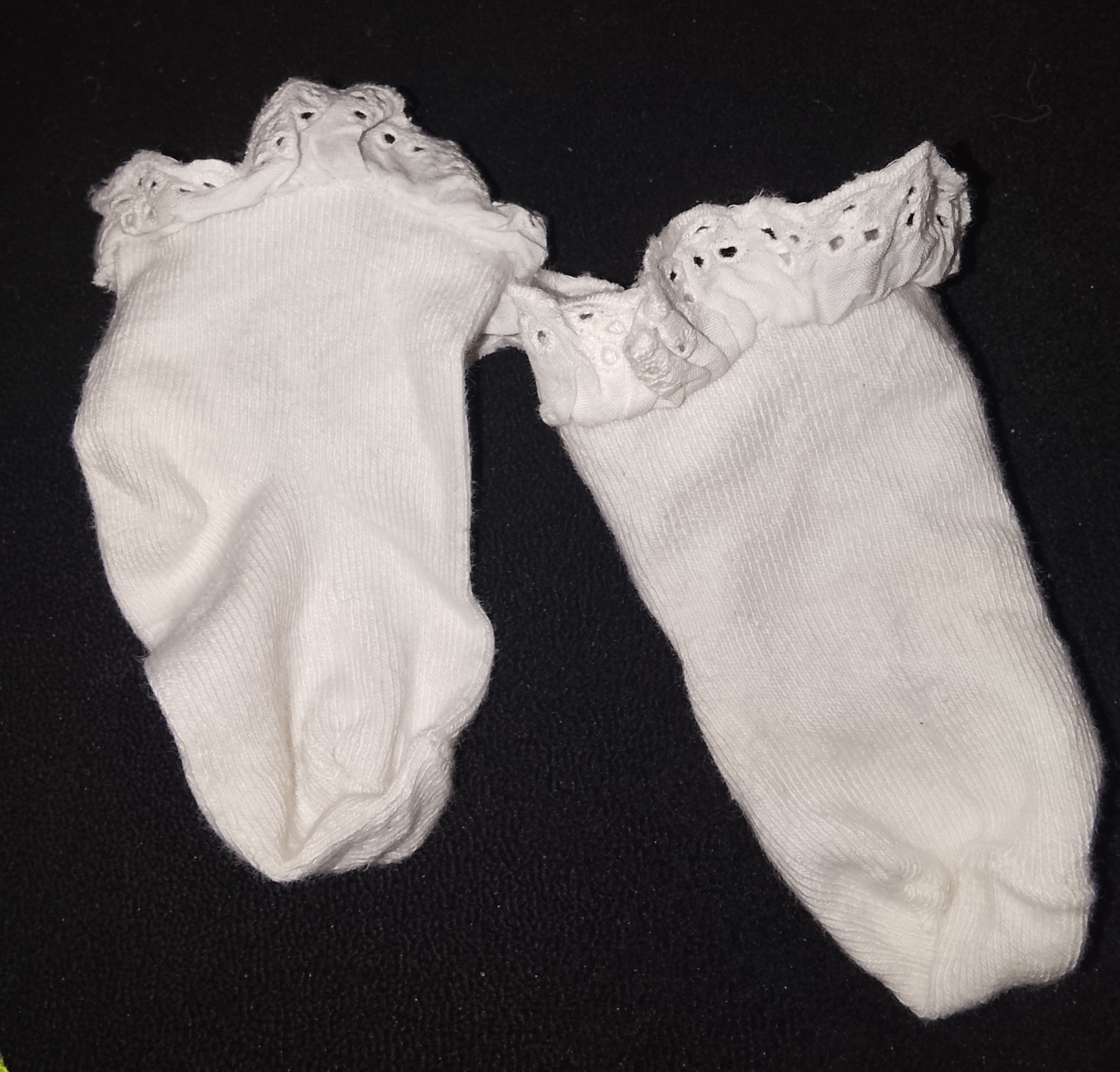 Baby White Lace-Trim and Nude Beige Crew Socks (2-Pack) 2