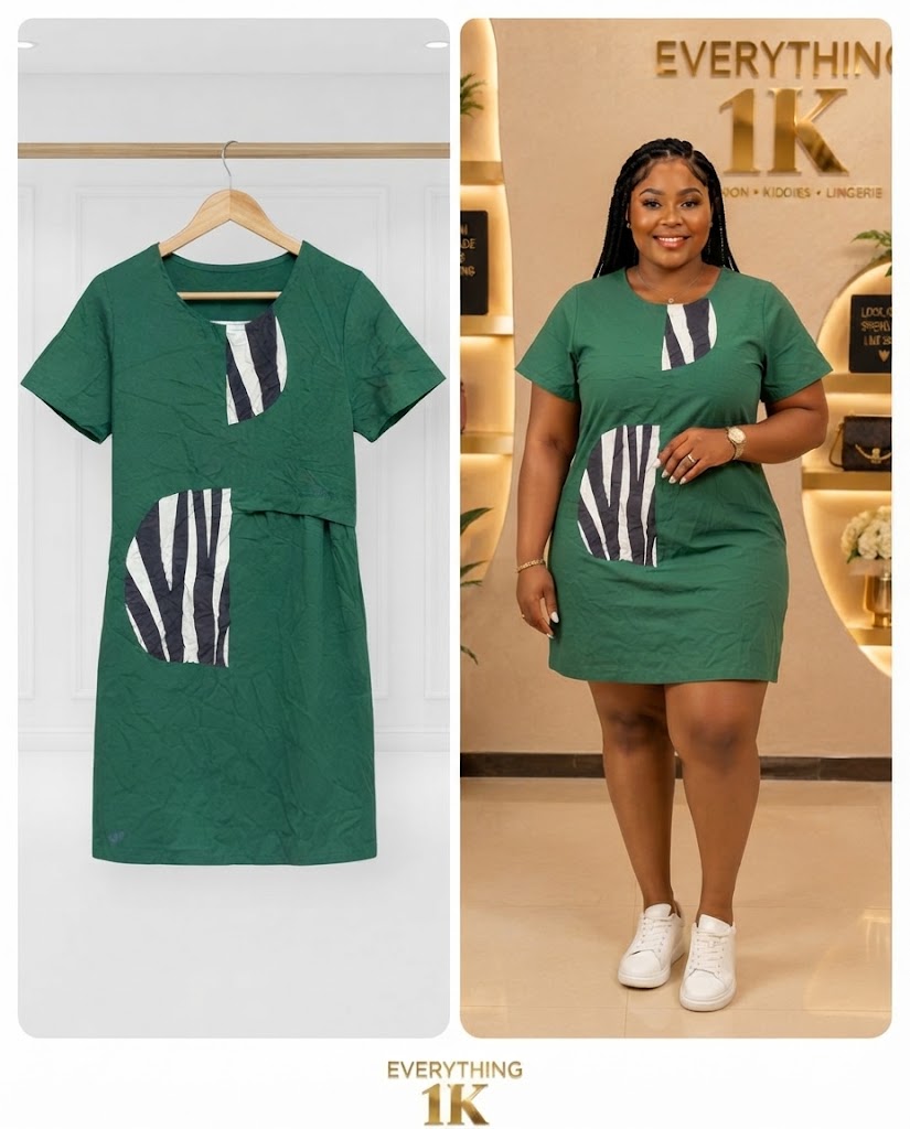 Emerald Green Zebra-Accent Mini Dress