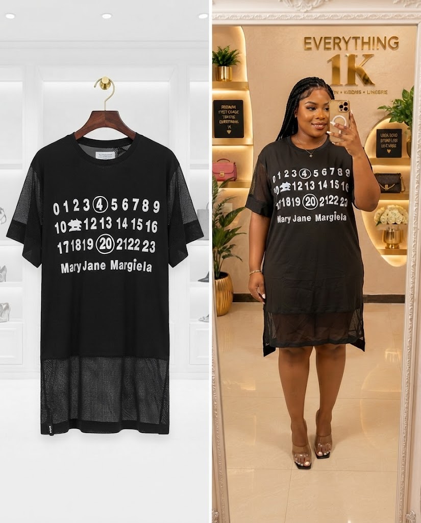 Black Mary Jane Margiela Mesh T-Shirt Dress