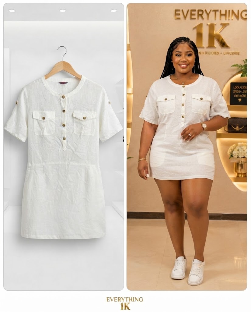 White Utility Mini Dress