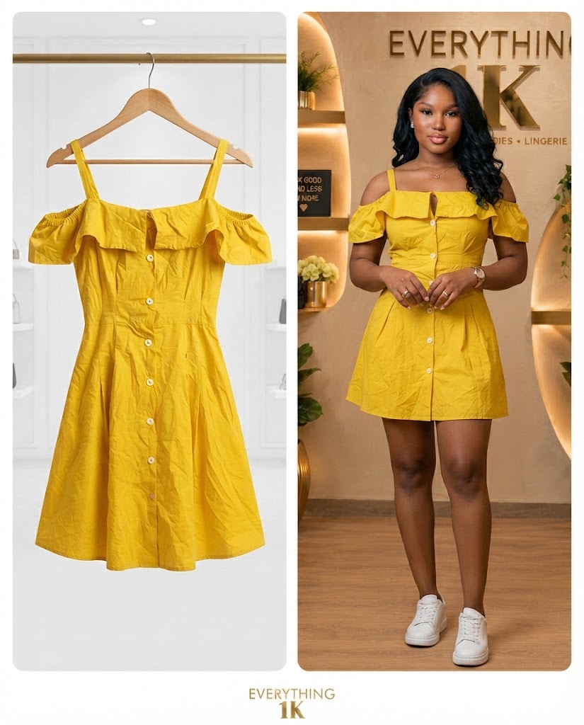 Bright Yellow Off-Shoulder Mini Dress