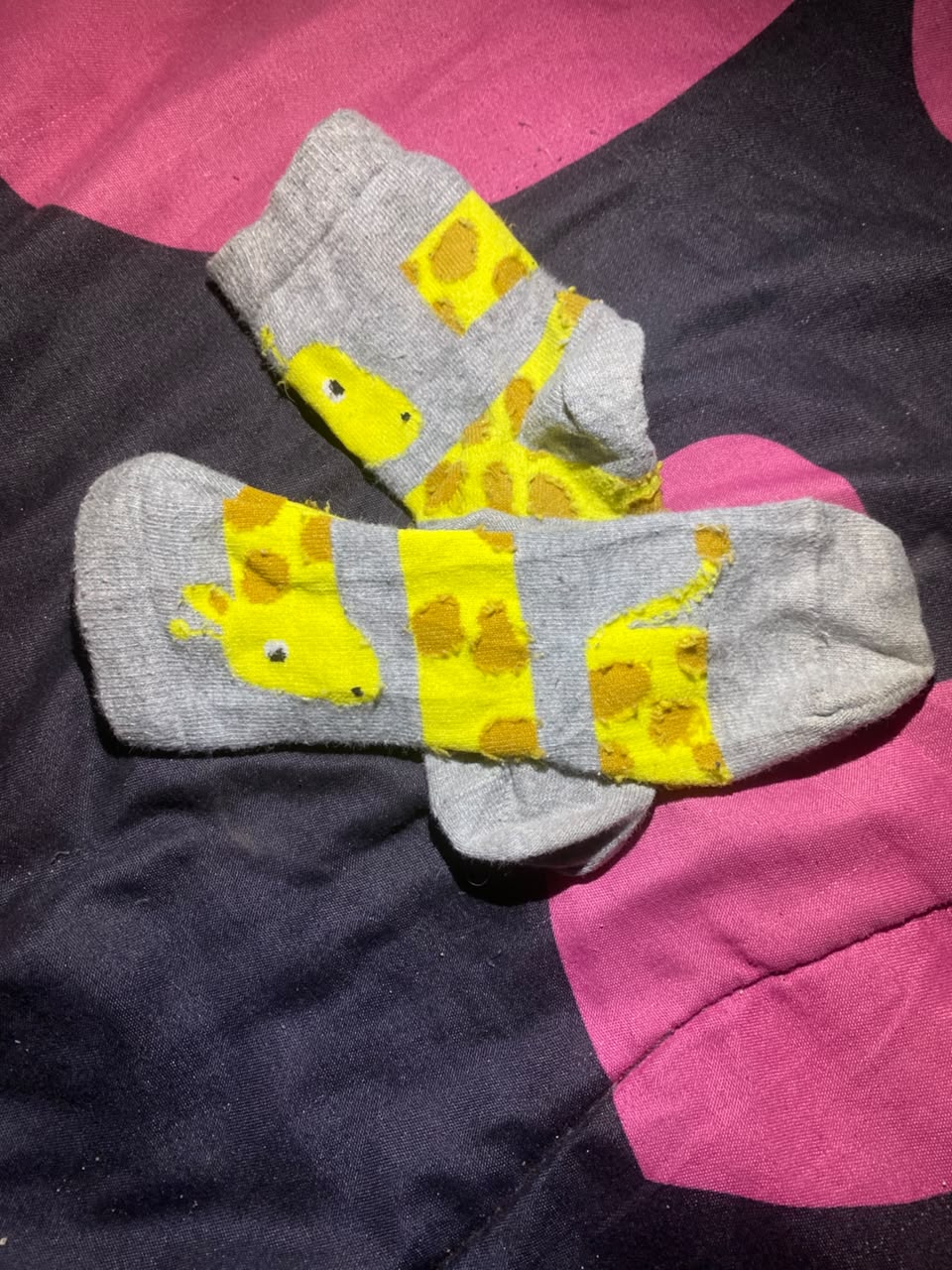 kids Black Camouflage and Yellow Giraffe Crew Socks (2-Pack) 2