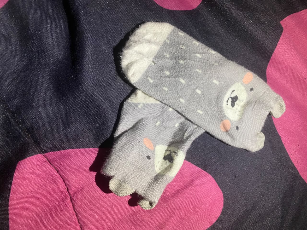 Kids Grey Bear Face and Blue Monster Novelty Ankle Socks (2-Pack) 3