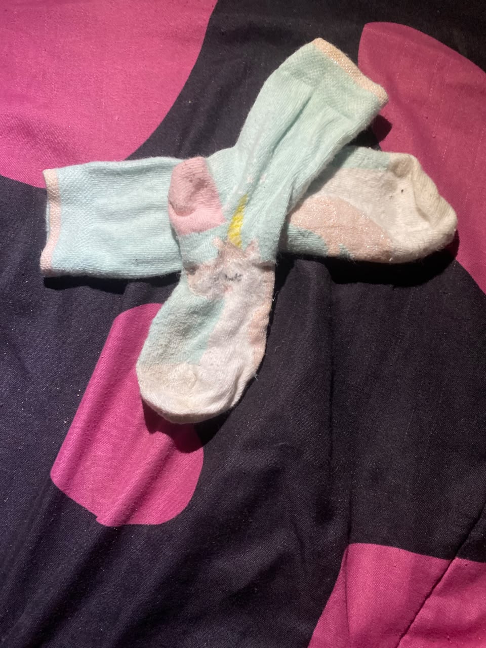 Grey Heart-Print and Mint Unicorn Crew Socks (2-Pack) 3